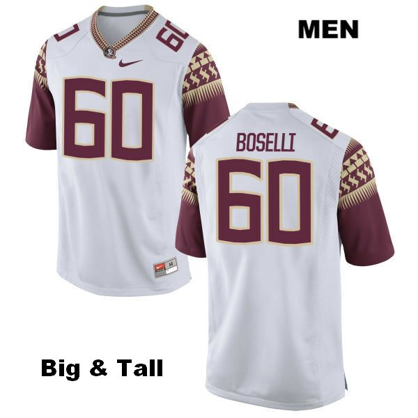 Men's NCAA Nike Florida State Seminoles #60 Andrew Boselli College Big & Tall White Stitched Authentic Football Jersey CLP7069ID